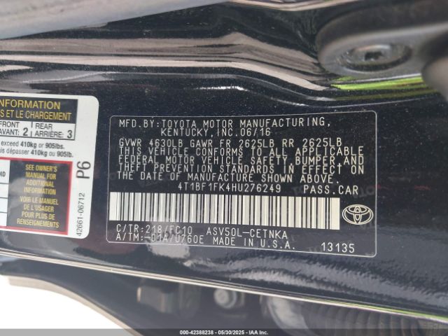 4T1BF1FK4HU276249 Toyota CAMRY LE