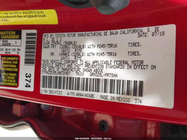 3TMAZ5CN5JM072907 Toyota 2gr-fks