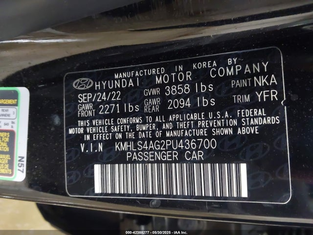 KMHLS4AG2PU436700 Hyundai ELANTRA SEL