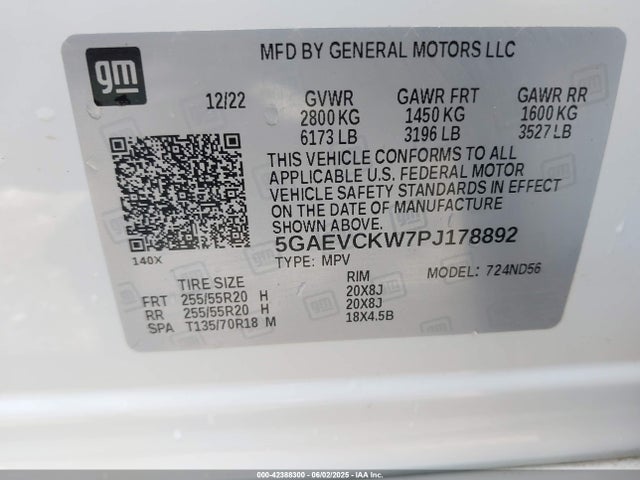 5GAEVCKW7PJ178892 Buick lfy