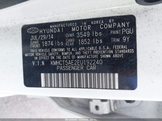 KMHCT5AE2EU192240 Hyundai ACCENT GS