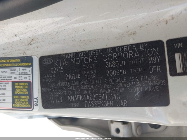 KIA dohc mpi nu 2015 KNAFK4A63F5415143 Image 9