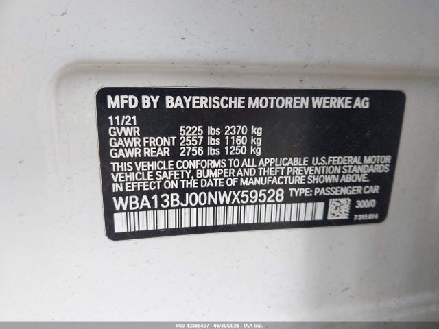 WBA13BJ00NWX59528 BMW 530I
