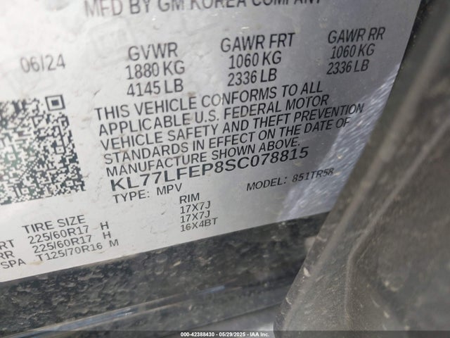 KL77LFEP8SC078815 Chevrolet lbp