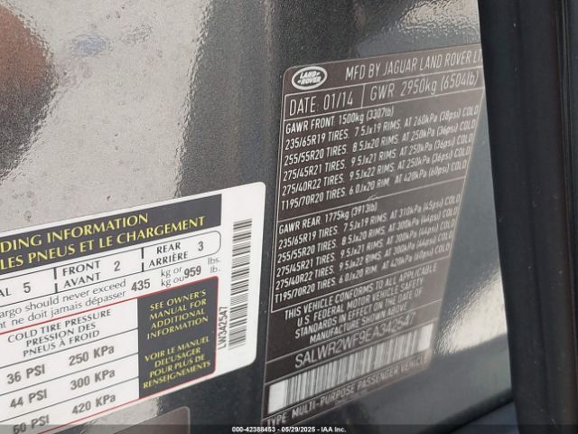 SALWR2WF9EA342547 Land Rover Range Rover Sport 3.0l V6 Supercharged Hse