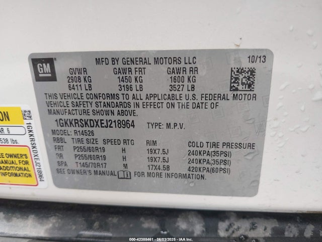 1GKKRSKDXEJ218964 GMC llt