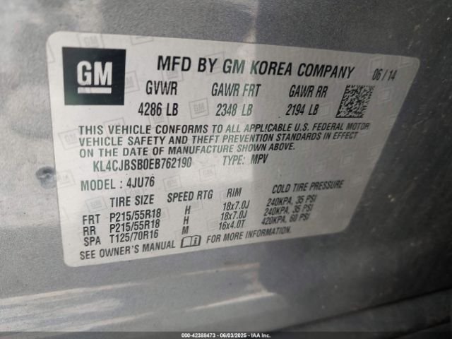 KL4CJBSB0EB762190 Buick Encore Convenience