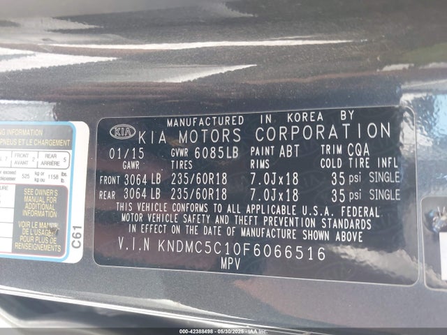 KNDMC5C10F6066516 KIA Sedona Sx