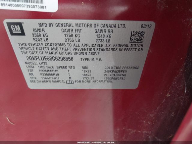 2012 GMC TERRAIN 2GKFLUE53C6298556 Photo 8
