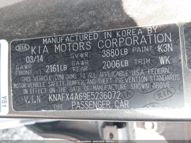 KNAFX4A69E5236072 KIA FORTE LX