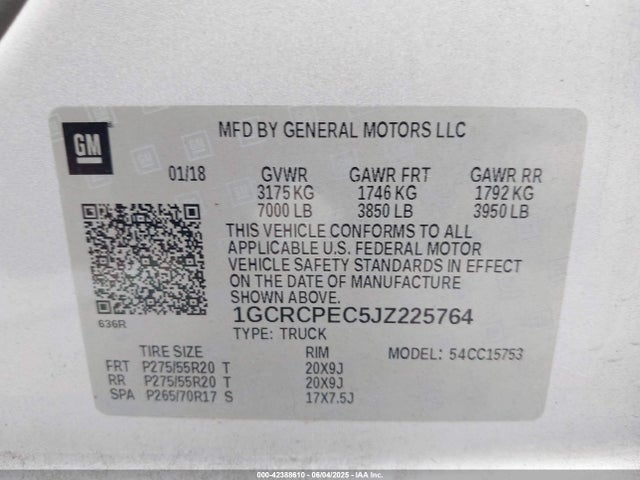 1GCRCPEC5JZ225764 Chevrolet Silverado 1500 Custom