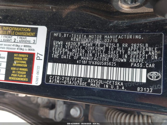 4T1BF1FK8GU585625 Toyota CAMRY SE