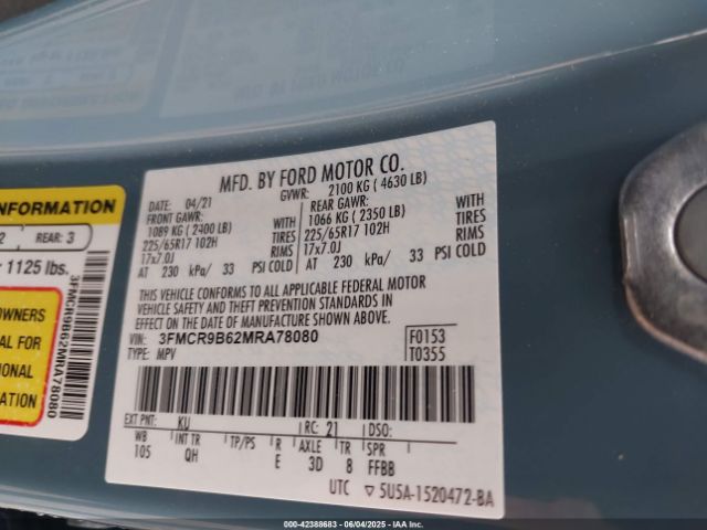 2021 FORD BRONCO SPORT 3FMCR9B62MRA78080 Photo 8
