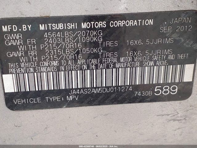 2013 MITSUBISHI OUTLANDER JA4AS2AW5DU011274 Photo 8