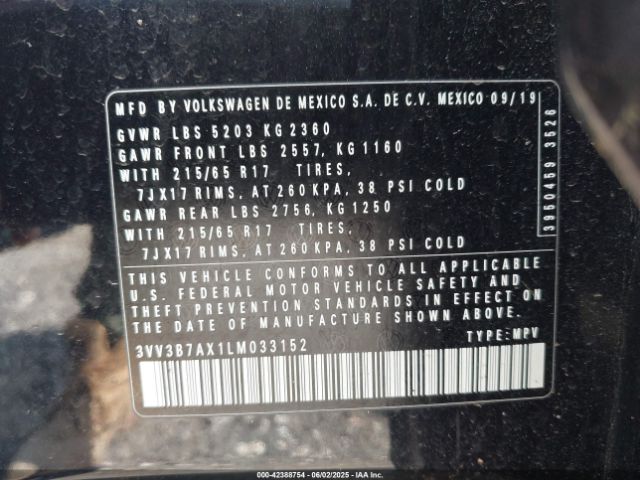 2020 VOLKSWAGEN TIGUAN 3VV3B7AX1LM033152 Photo 8
