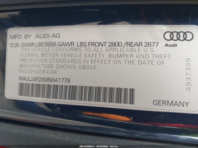 2021 AUDI A6 WAUL2AF2XMN041778 Photo 8
