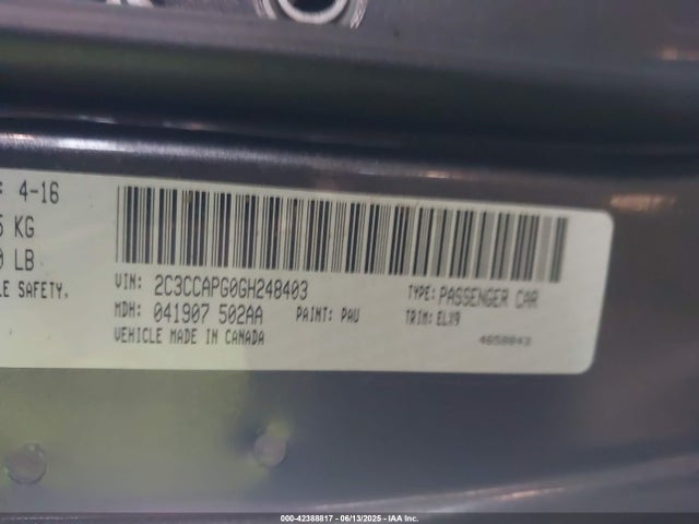 Продажа на аукционе авто 2016 Chrysler 300c Platinum, vin: 2C3CCAPG0GH248403, номер лота: 42388817