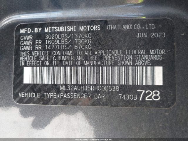 2024 MITSUBISHI MIRAGE ML32AUHJ5RH000538 Photo 8