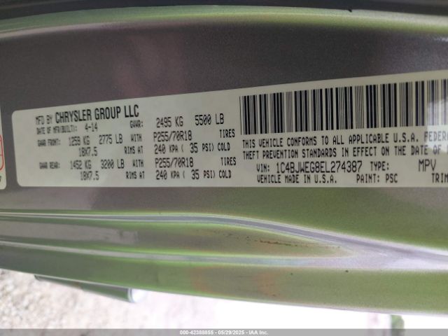 2014 JEEP WRANGLER UNLIMITED 1C4BJWEG8EL274387 Photo 8