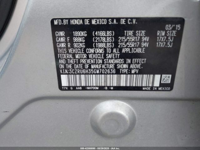 3CZRU6H35GM702636 Honda HR-V LX