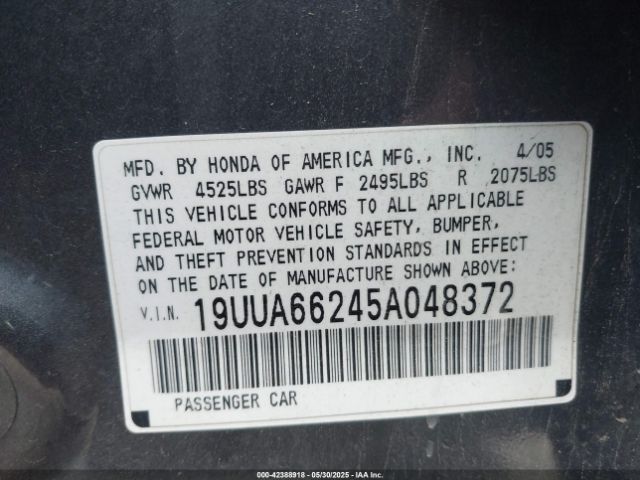 2005 ACURA TL 19UUA66245A048372 Photo 8