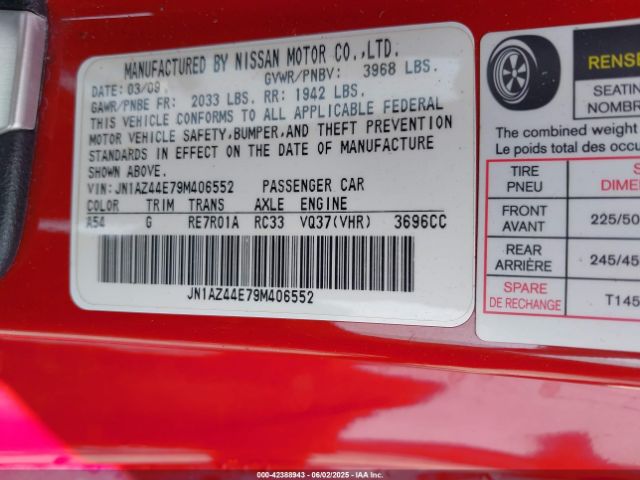 2009 NISSAN 370Z JN1AZ44E79M406552 Photo 8