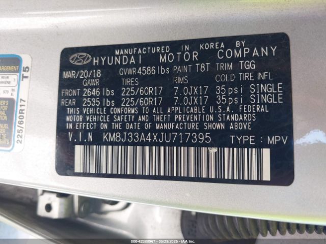 KM8J33A4XJU717395 Hyundai TUCSON SEL