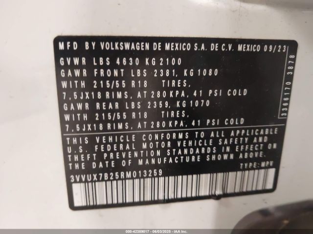 2024 VOLKSWAGEN TAOS 3VVUX7B25RM013259 Photo 8