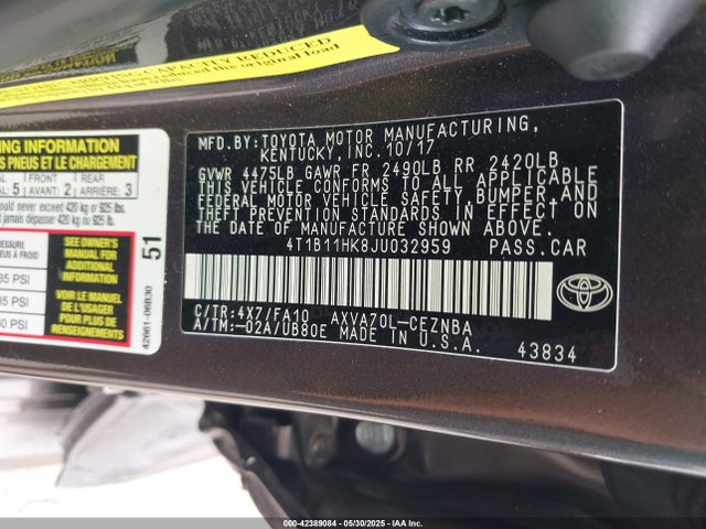 4T1B11HK8JU032959 Toyota a25a-fks