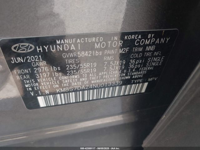 2022 HYUNDAI SANTA FE PLUG-IN HYBRID KM8S7DA24NU013339 Photo 8