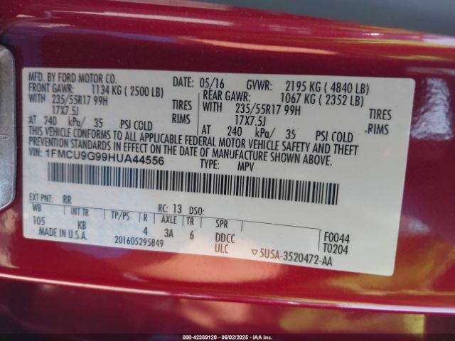 2017 FORD ESCAPE 1FMCU9G99HUA44556 Photo 8