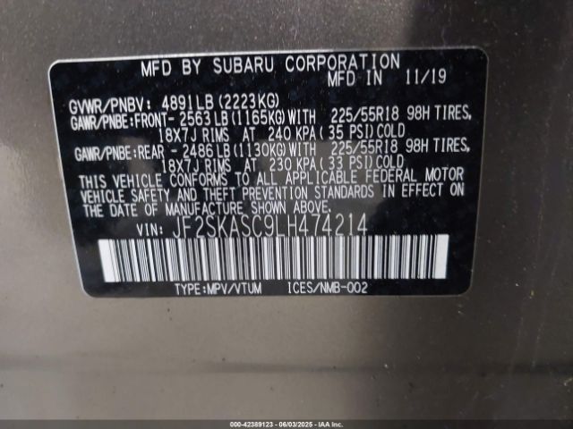 2020 SUBARU FORESTER JF2SKASC9LH474214 Photo 8