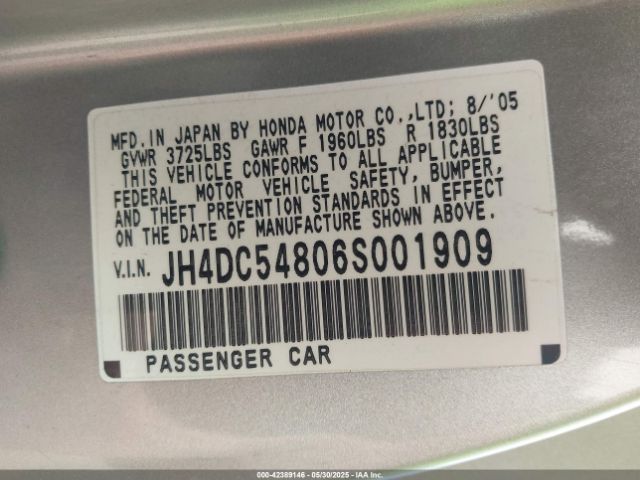2006 ACURA RSX JH4DC54806S001909 Photo 8