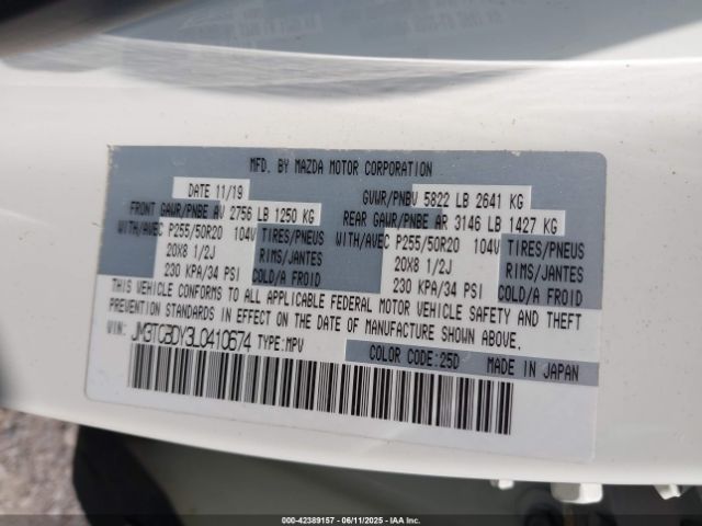 JM3TCBDY3L0410674 Mazda Cx-9 Grand Touring