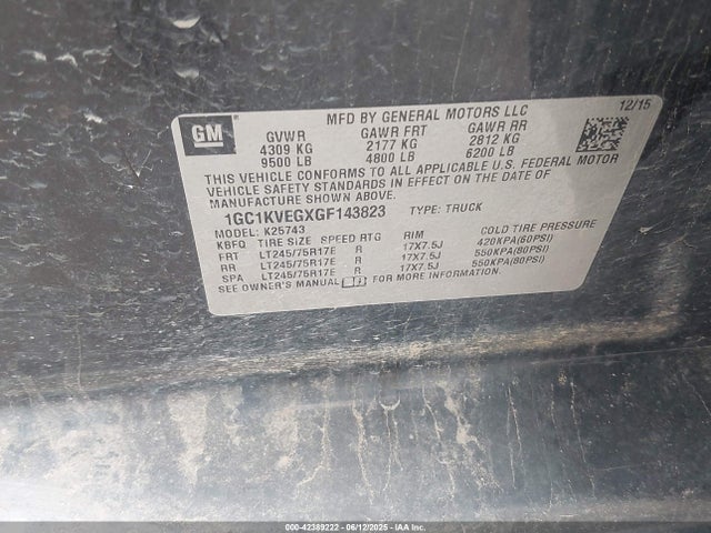 1GC1KVEGXGF143823 Chevrolet l96 - flexible fuel (gas/ethanol), sfi iron