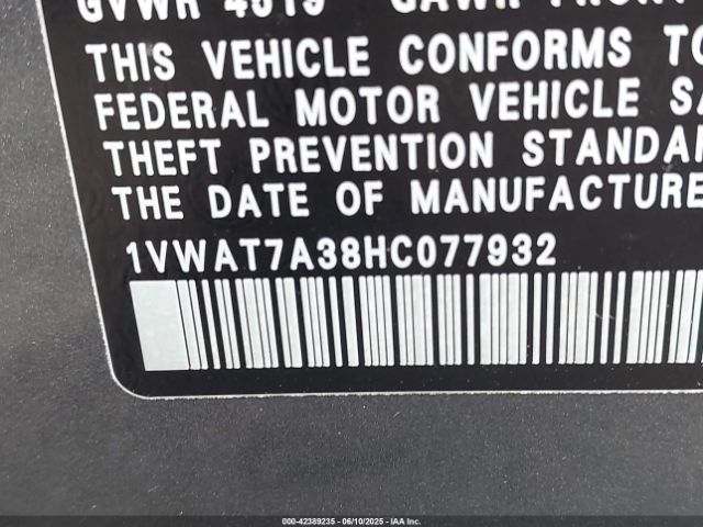 2017 VOLKSWAGEN PASSAT 1VWAT7A38HC077932 Photo 8
