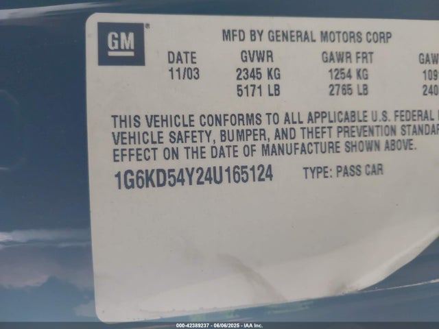 2004 CADILLAC DEVILLE 1G6KD54Y24U165124 Photo 8