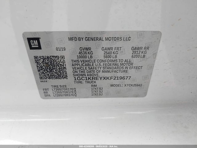 1GC1KREYXKF219677 Chevrolet l5p - direct injection, duramax, gen 5, var 1