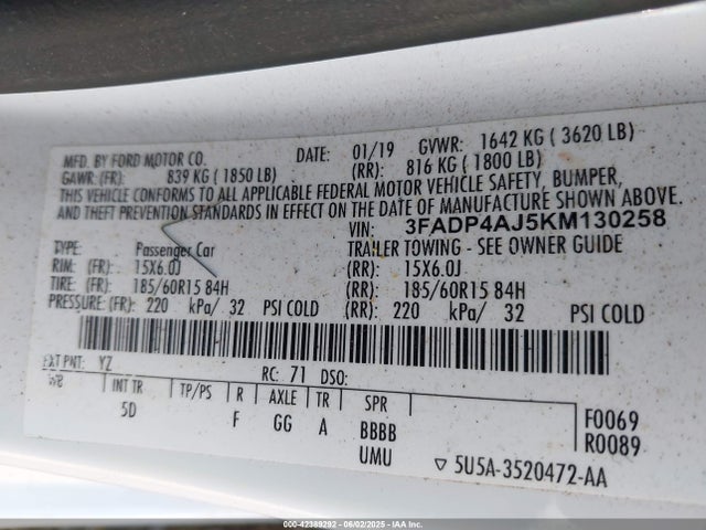 Ford 2019 2019 3FADP4AJ5KM130258 Image 9
