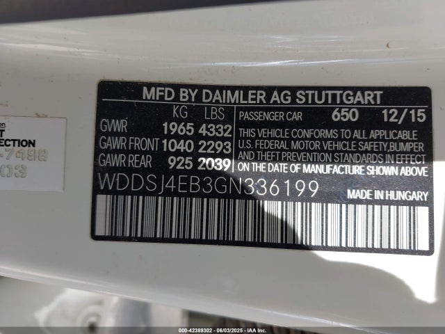 WDDSJ4EB3GN336199 Mercedes-Benz 2016