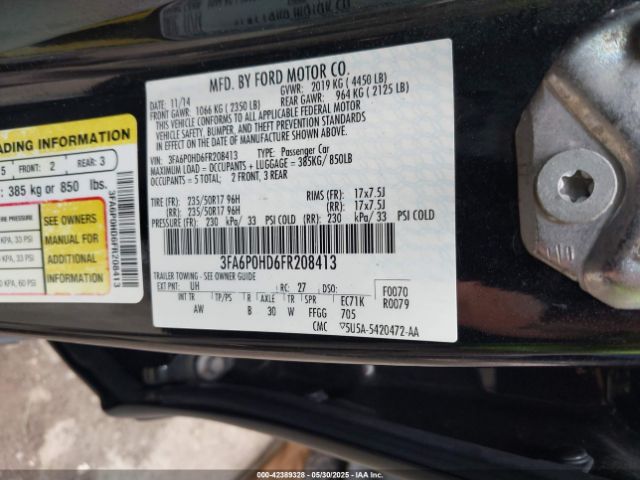 2015 FORD FUSION 3FA6P0HD6FR208413 Photo 8
