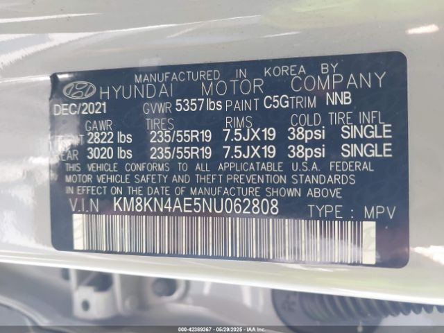 KM8KN4AE5NU062808 Hyundai 2022