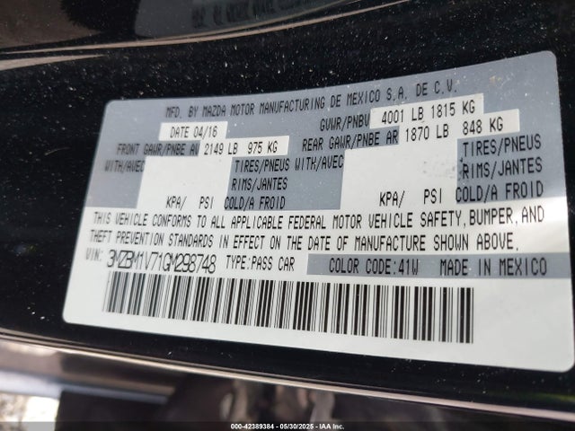 3MZBM1V71GM298748 Mazda Mazda3 I Touring