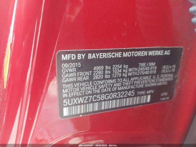 2016 BMW X3 5UXWZ7C58G0R32245 Photo 8