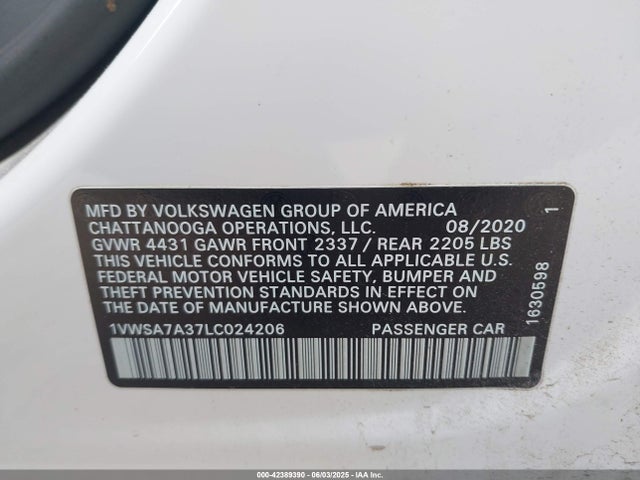 2020 VOLKSWAGEN PASSAT 1VWSA7A37LC024206 Photo 8