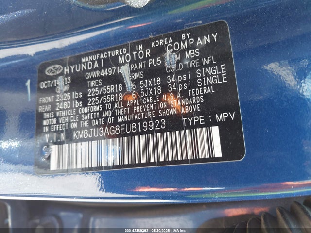 KM8JU3AG8EU819923 Hyundai gdi theta ii