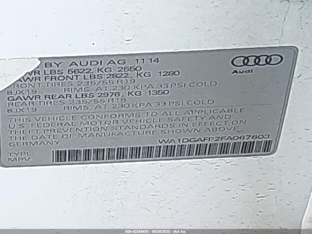 2015 AUDI Q5 WA1DGAFP2FA067803 Photo 8