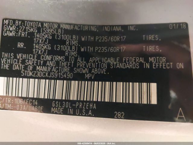 2018 TOYOTA SIENNA 5TDKZ3DCXJS915490 Photo 8