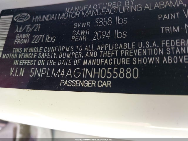 5NPLM4AG1NH055880 Hyundai mpi nu pe