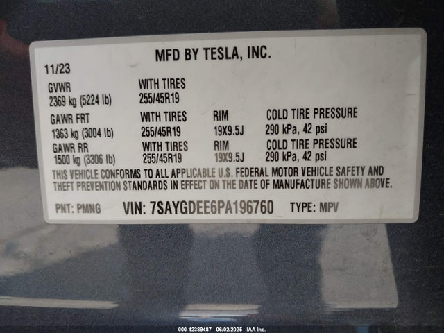 2023 TESLA MODEL Y 7SAYGDEE6PA196760 Photo 8